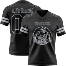 Load image into Gallery viewer, Custom Black Gray Authentic Football Jersey