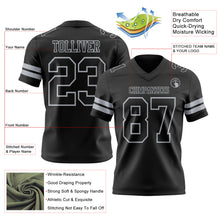 Load image into Gallery viewer, Custom Black Gray Authentic Football Jersey