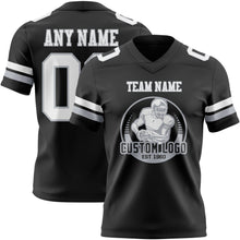 Load image into Gallery viewer, Custom Black White-Gray Authentic Football Jersey