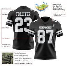 Load image into Gallery viewer, Custom Black White-Gray Authentic Football Jersey