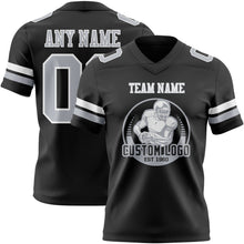 Load image into Gallery viewer, Custom Black Gray-White Authentic Football Jersey