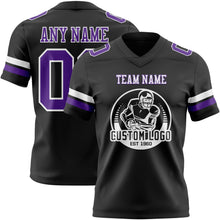 Laden Sie das Bild in den Galerie-Viewer, Custom Black Purple-White Authentic Football Jersey