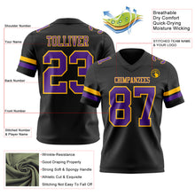 Laden Sie das Bild in den Galerie-Viewer, Custom Black Purple-Gold Authentic Football Jersey