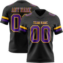 Laden Sie das Bild in den Galerie-Viewer, Custom Black Purple-Gold Authentic Football Jersey