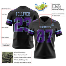 Laden Sie das Bild in den Galerie-Viewer, Custom Black Purple-Light Blue Authentic Football Jersey