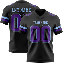 Laden Sie das Bild in den Galerie-Viewer, Custom Black Purple-Light Blue Authentic Football Jersey