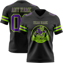 Laden Sie das Bild in den Galerie-Viewer, Custom Black Purple-Neon Green Authentic Football Jersey