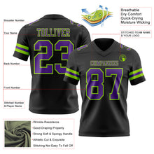 Laden Sie das Bild in den Galerie-Viewer, Custom Black Purple-Neon Green Authentic Football Jersey