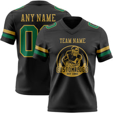 Laden Sie das Bild in den Galerie-Viewer, Custom Black Kelly Green-Old Gold Authentic Football Jersey