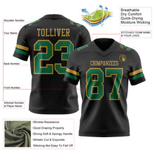 Laden Sie das Bild in den Galerie-Viewer, Custom Black Kelly Green-Old Gold Authentic Football Jersey