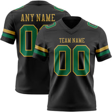 Laden Sie das Bild in den Galerie-Viewer, Custom Black Kelly Green-Old Gold Authentic Football Jersey