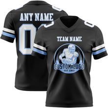 Load image into Gallery viewer, Custom Black White-Light Blue Authentic Football Jersey