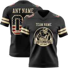 Laden Sie das Bild in den Galerie-Viewer, Custom Black Vintage USA Flag-Cream Authentic Football Jersey