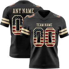Laden Sie das Bild in den Galerie-Viewer, Custom Black Vintage USA Flag-Cream Authentic Football Jersey