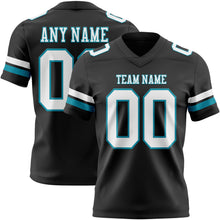 Load image into Gallery viewer, Custom Black White-Teal Authentic Football Jersey