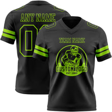 Load image into Gallery viewer, Custom Black Neon Green Authentic Football Jersey
