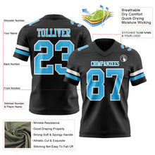 Load image into Gallery viewer, Custom Black Sky Blue-White Authentic Football Jersey