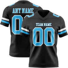 Load image into Gallery viewer, Custom Black Sky Blue-White Authentic Football Jersey