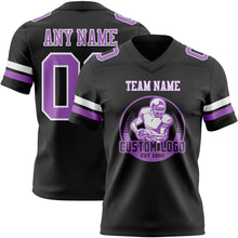 Laden Sie das Bild in den Galerie-Viewer, Custom Black Medium Purple-White Authentic Football Jersey