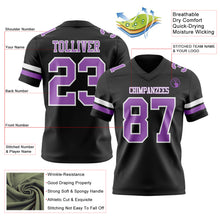 Laden Sie das Bild in den Galerie-Viewer, Custom Black Medium Purple-White Authentic Football Jersey