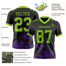 Загрузить изображение в средство просмотра галереи, Custom Black Neon Green-Purple 3D Pattern Splash Authentic Football Jersey