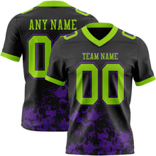 Загрузить изображение в средство просмотра галереи, Custom Black Neon Green-Purple 3D Pattern Splash Authentic Football Jersey