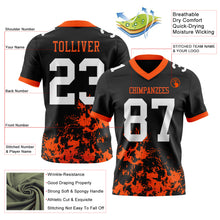 Загрузить изображение в средство просмотра галереи, Custom Black White-Orange 3D Pattern Splash Authentic Football Jersey
