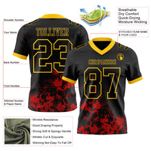 Загрузить изображение в средство просмотра галереи, Custom Black Red-Yellow 3D Pattern Splash Authentic Football Jersey
