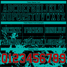Загрузить изображение в средство просмотра галереи, Custom Black Red-Aqua 3D Pattern Splash Authentic Football Jersey