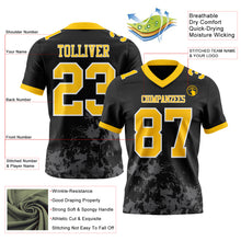 Laden Sie das Bild in den Galerie-Viewer, Custom Black Yellow Steel Gray-White 3D Pattern Splash Authentic Football Jersey