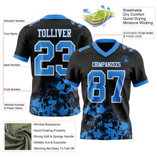 Charger l'image dans la galerie, Custom Black Powder Blue-White 3D Pattern Splash Authentic Football Jersey