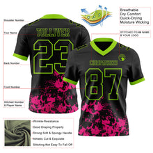 Загрузить изображение в средство просмотра галереи, Custom Black Hot Pink-Neon Green 3D Pattern Splash Authentic Football Jersey