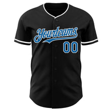Load image into Gallery viewer, Custom Black Blue-White Authentic Baseball Jersey