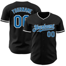 Load image into Gallery viewer, Custom Black Blue-White Authentic Baseball Jersey