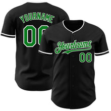 Load image into Gallery viewer, Custom Black Grass Green-White Authentic Baseball Jersey