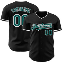 Load image into Gallery viewer, Custom Black Midnight Green-White Authentic Baseball Jersey