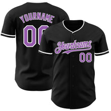 Load image into Gallery viewer, Custom Black Medium Purple-White Authentic Baseball Jersey