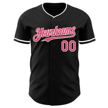 Load image into Gallery viewer, Custom Black Neon Pink-White Authentic Baseball Jersey
