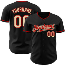 Load image into Gallery viewer, Custom Black Cream-Red Authentic Baseball Jersey