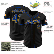 Load image into Gallery viewer, Custom Black Royal-Old Gold Authentic Baseball Jersey