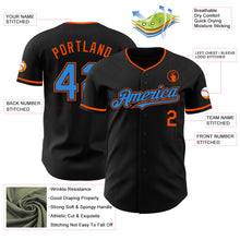 Load image into Gallery viewer, Custom Black Electric Blue-Orange Authentic Baseball Jersey