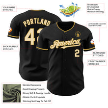 Load image into Gallery viewer, Custom Black Cream-Old Gold Authentic Baseball Jersey