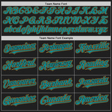 Load image into Gallery viewer, Custom Black Teal-Old Gold Authentic Baseball Jersey