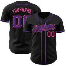 Load image into Gallery viewer, Custom Black Purple-Pink Authentic Baseball Jersey