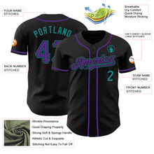 Load image into Gallery viewer, Custom Black Purple-Teal Authentic Baseball Jersey