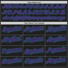 Load image into Gallery viewer, Custom Black Purple-Teal Authentic Baseball Jersey