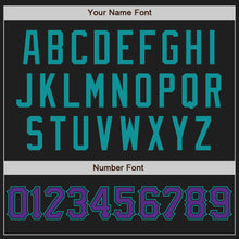 Load image into Gallery viewer, Custom Black Purple-Teal Authentic Baseball Jersey