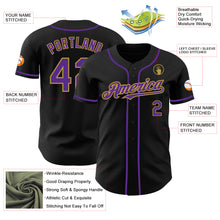 Load image into Gallery viewer, Custom Black Purple-Old Gold Authentic Baseball Jersey