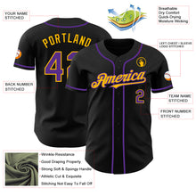 Load image into Gallery viewer, Custom Black Purple-Gold Authentic Baseball Jersey