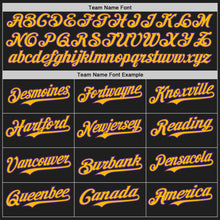 Load image into Gallery viewer, Custom Black Purple-Gold Authentic Baseball Jersey